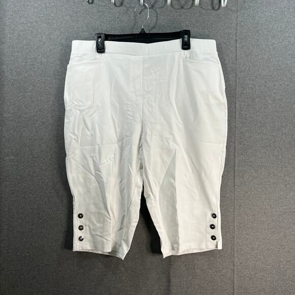 Susan Graver Weekend Petite Premium Stretch Slim Leg Pedal White, Petite 1X - Picture 1 of 10